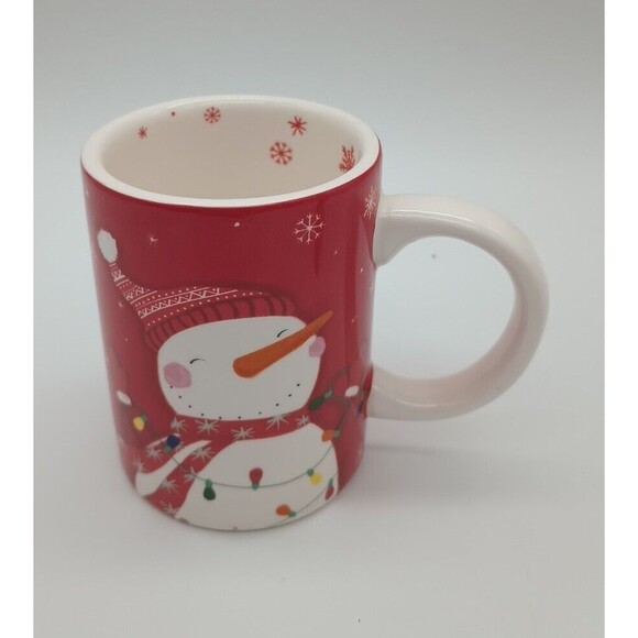 Sur La Table Snowman Christmas Holiday Mug Red Ceramic Kids Hot Chocolate Mini - Picture 1 of 7